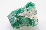 Cubic Green Fluorite Crystal Cluster on Quartz - China #197171-2